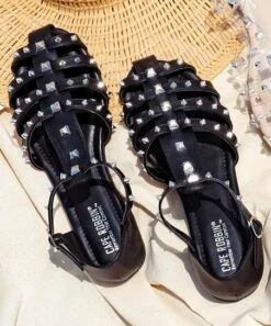 New ✔️ Cape Robbin Black Studded Gladiator 🩴 Sandal - 👩 Women 🧨