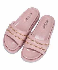 Wholesale ❤️ Cape Robbin Light Pink Chain-Accent Platform Slide - 👩 Women ⭐