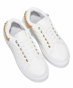 Budget ⭐ Cape Robbin White Quilted Chain-Accent Platform 👟 Sneaker - 👩 Women 👏