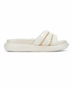Coupon 🔔 Cape Robbin Off-White Chain-Accent Platform Slide - 👩 Women 😀