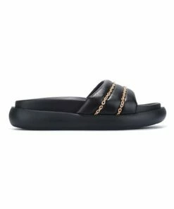 New ✔️ Cape Robbin Black Chain-Accent Platform Slide - 👩 Women 🧨