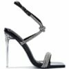 Budget ⌛ Cape Robbin Black Rhinestone Knot-Strap Heeled 🩴 Sandal - 👩 Women 🎁