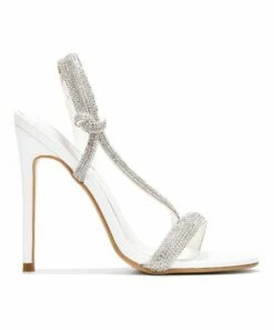 Outlet 🎁 Cape Robbin White Knot Rhinestone-Accent Heeled 🩴 Sandal - 👩 Women ✔️