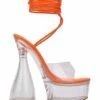 Buy 🔔 Cape Robbin Orange Strappy Clear-Heel Platform 🩴 Sandal - 👩 Women 🌟