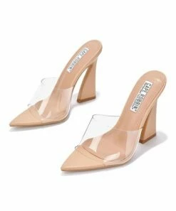 Cheap ✨ Cape Robbin Beige Pointed-Toe Clear-Strap 🩴 Sandal - 👩 Women 🔥