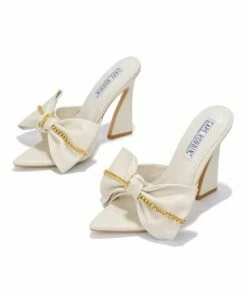 Top 10 👏 Cape Robbin White Bow-Accent Pointed-Toe Leather Slide - 👩 Women 🔔