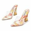 Flash Sale 💯 Cape Robbin Pink & Yellow Pointed-Toe Clear-Strap 🩴 Sandal - 👩 Women 👍