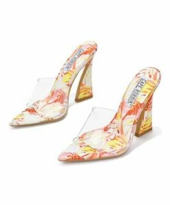 Flash Sale 💯 Cape Robbin Pink & Yellow Pointed-Toe Clear-Strap 🩴 Sandal - 👩 Women 👍