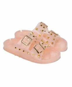 Buy 🔔 Cape Robbin Beige Studded Double-Buckle Jelly 🩴 Sandal - 👩 Women 🎉