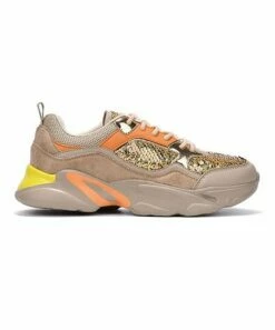 Cheapest 👏 Cape Robbin Beige & Orange Sequin-Accent Chunky Dad 👟 Sneaker - 👩 Women 👍