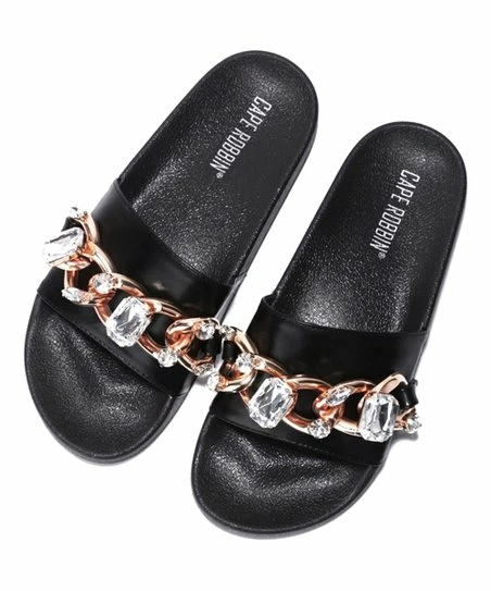 Deals ๐ Cape Robbin Black Rhinestone Chain-Accent Slide - ๐ฉ Women ๐ฏ 1 Deals ๐ Cape Robbin Black Rhinestone Chain-Accent Slide - ๐ฉ Women ๐ฏ