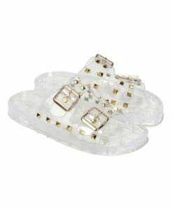 Budget 🌟 Cape Robbin White Transparent Studded Double-Buckle Jelly 🩴 Sandal - 👩 Women ⌛