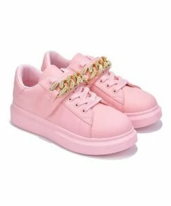 Best reviews of 🥰 Cape Robbin Blush & Goldtone Chain-Crossed Faux Leather 👟 Sneaker - 👩 Women 😀