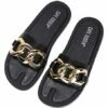Budget 👍 Cape Robbin Black Metallic Chain Wide-Toe 🩴 Sandal - 👩 Women 😉