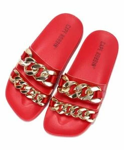 Brand new 🤩 Cape Robbin Red Metallic Chain Dual-Band Slide - 👩 Women 🧨