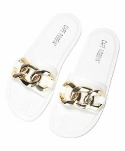 Best Sale ✨ Cape Robbin White Metallic Chain Wide-Toe 🩴 Sandal - 👩 Women ⭐
