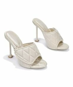 Buy 🎉 Cape Robbin Off-White Cushion-Strap Heeled 🩴 Sandal - 👩 Women ❤️