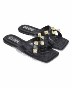 Best deal 😍 Cape Robbin Black Rhinestone-Accent Cross-Strap 🩴 Sandal - 👩 Women 💯