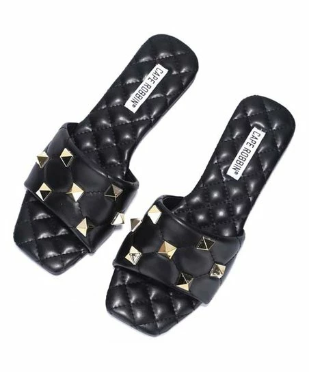 New โญ Cape Robbin Black Quilted Studded-Strap Square-Toe ๐ฉด Sandal - ๐ฉ Women ๐ 1 New โญ Cape Robbin Black Quilted Studded-Strap Square-Toe ๐ฉด Sandal - ๐ฉ Women ๐