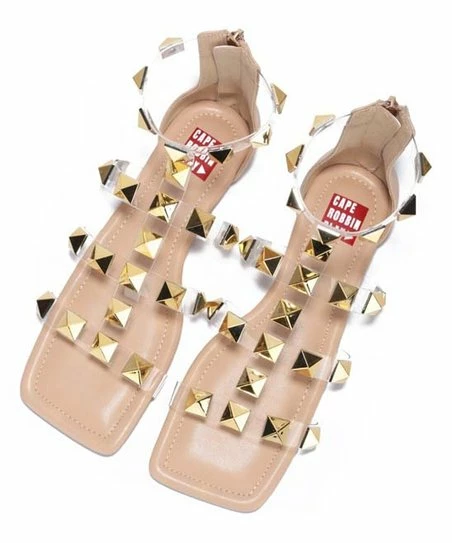 Deals ⌛ Cape Robbin Beige Studded Strappy Square-Toe Gladiator 🩴 Sandal - 👩 Women 🥰 1 Deals ⌛ Cape Robbin Beige Studded Strappy Square-Toe Gladiator 🩴 Sandal - 👩 Women 🥰