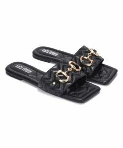 Best deal 🧨 Cape Robbin Black Quilted Horsebit-Accent Square-Toe 🩴 Sandal - 👩 Women 💯
