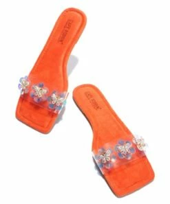 Top 10 ✔️ Cape Robbin Orange Holographic-Sequin Square-Toe 🩴 Sandal - 👩 Women ⭐