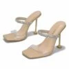 Buy 👏 Cape Robbin Beige Rhinestone Square-Toe Heeled 🩴 Sandal - 👩 Women 👍