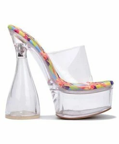 Cheapest 💯 Cape Robbin Red & Clear Abstract Band-Strap Platform 🩴 Sandal - 👩 Women 👍