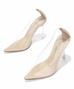 Cheapest ❤️ Cape Robbin Beige & Clear Point-Toe Pump - 👩 Women 🔔
