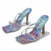 Cheap ✔️ Cape Robbin Blue & Purple Abstract Rhinestone Strappy Heeled 🩴 Sandal - 👩 Women 💯