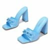 Outlet 🧨 Cape Robbin Blue Chain-Accent Square-Toe Heeled 🩴 Sandal - 👩 Women ⌛