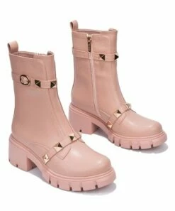 Coupon 🧨 Cape Robbin Blush & Goldtone Stud-Accent Ankle Boot - 👩 Women 👍