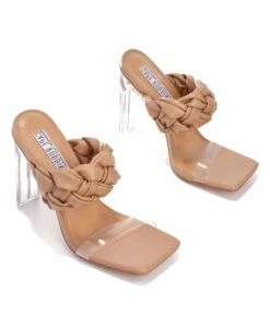 Best Sale 😍 Cape Robbin Beige & Transparent-Ankle Braided 🩴 Sandal - 👩 Women 😀