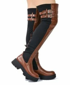 Cheapest 👏 Cape Robbin Brown & Black Double-Buckle Over-the-Knee Boot - 👩 Women ⭐