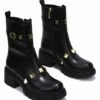 Buy ⭐ Cape Robbin Black & Goldtone Stud-Accent Ankle Boot - 👩 Women 🎁