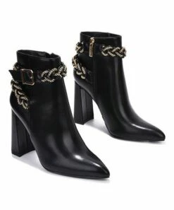 Hot Sale ⌛ Cape Robbin Black Chain-Accent Bootie - 👩 Women ❤️