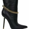Hot Sale ❤️ Cape Robbin Black Chain-Detail Pointed-Toe Stiletto Bootie - 👩 Women ⌛