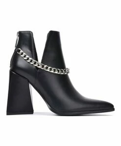 Hot Sale ✨ Cape Robbin Black Cutout Chain-Detail Pointed-Toe Bootie - 👩 Women 🔥