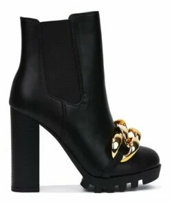 Deals 💯 Cape Robbin Black Chain-Accent Chelsea Boot - 👩 Women 👏