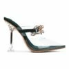 Discount ✨ Cape Robbin Green & Clear Gem-Detail Pointed-Toe Heeled Mule - 👩 Women 🧨